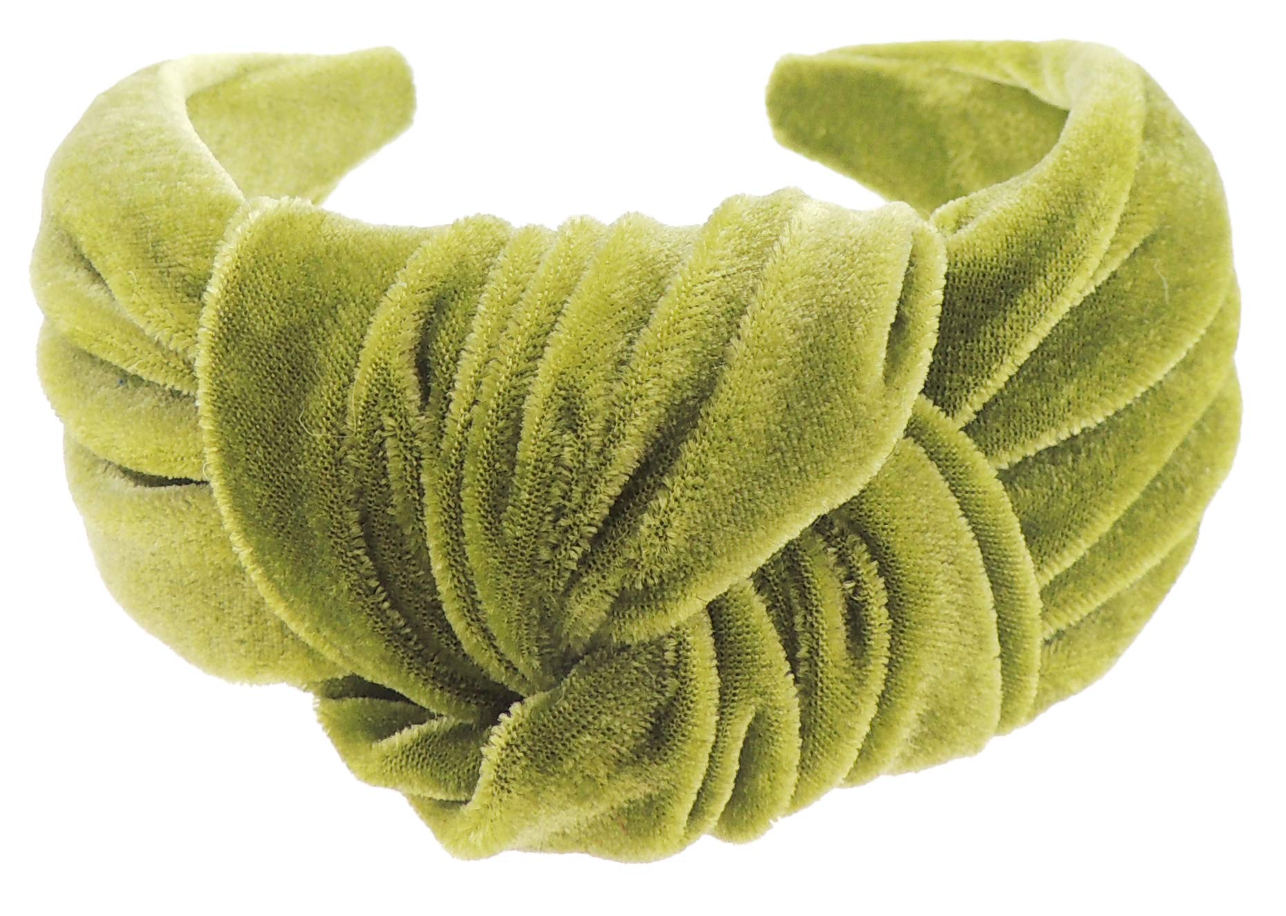 Velvet Knotted Top Knot Twist Twisted Turban Extra Wide Thick Evening Winter Boho Vintage Headband Alice Band Women,Alice Band,Hair Accessories Hairband Christmas Birthday Wedding Bridesmaid (Olive)