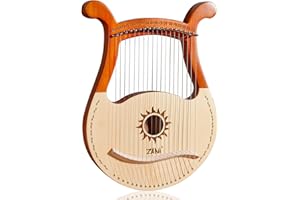 LvPets Lyre Harp 19 Metal Strings Mahogany Spruce Helio Pattern Classical Style Gifts for Amateur and Beginner with Gig Bag (Natural Wood)