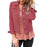 LookbookStore Women's Basic Long Sleeves Button Down Fitted Denim Jean Jackets