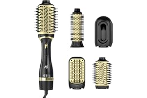 Nycoba Hair Dryer Brush Set, Multifunctional Hot Air Brush for Salon Blowouts, Negative Ion Technology & Quick Drying, Shiny and Less Frizz, Black Champagne