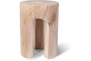 Athaliah Wood Side Table Stump End Table,15.8”H Rustic Wood Stump Side Table Stool,Wooden Round Side Table Stool Wooden Tree Stump End Table for Garden Patio Lawn Home Decor