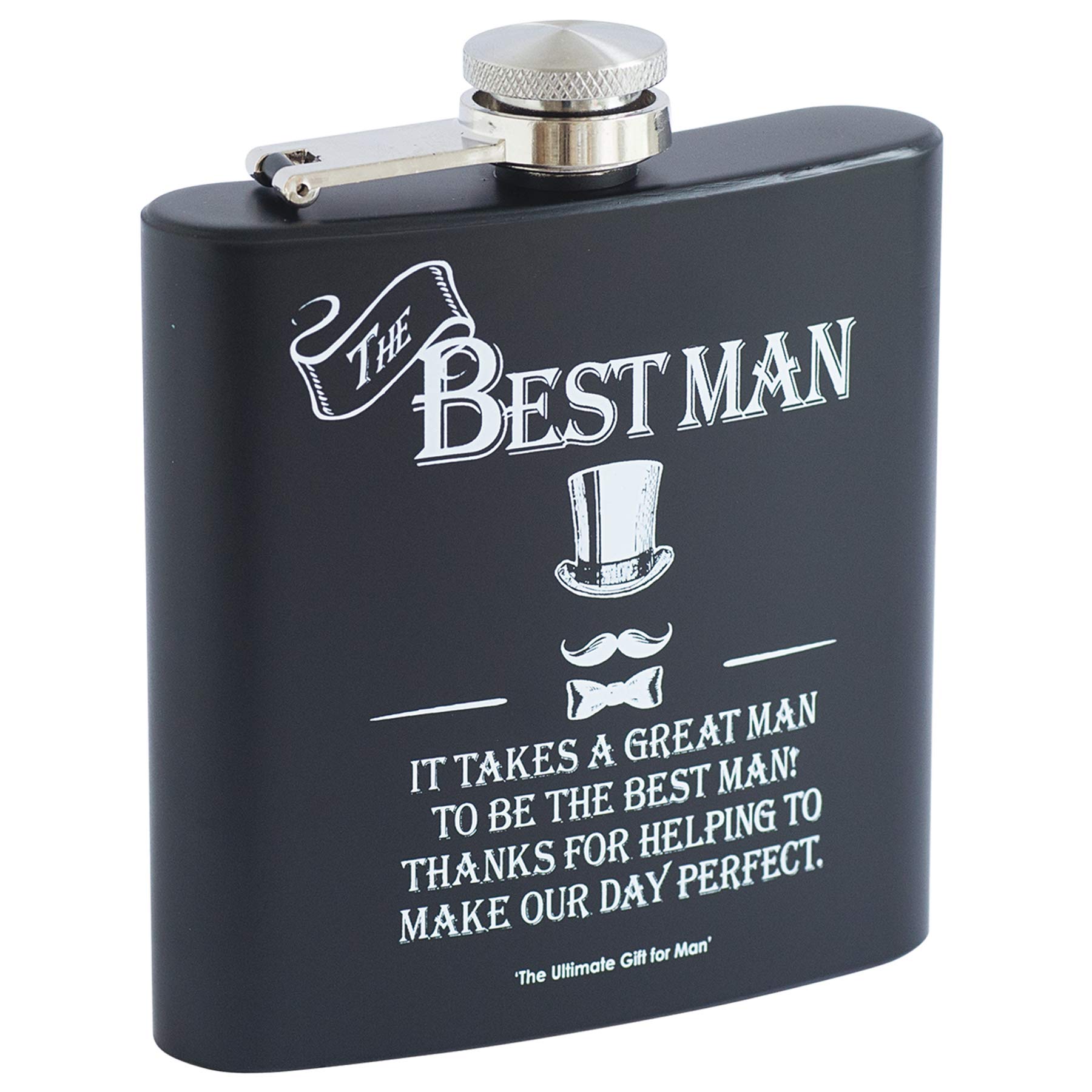 Arora 8886 The Ultimate Gift for Man Stainless Steel Black Hip Flask 6oz-Bestman, Multicolour, One Size
