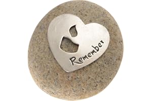 Whitney Howard Designs Sympathy Remembrance Gift – Pewter Plate on a River Stone with Candle Motif – Nice Addition to a Memorial Garden to Commemorate The Loss of a Loved One