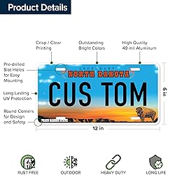 Custom North Dakota License Plate, Personalized