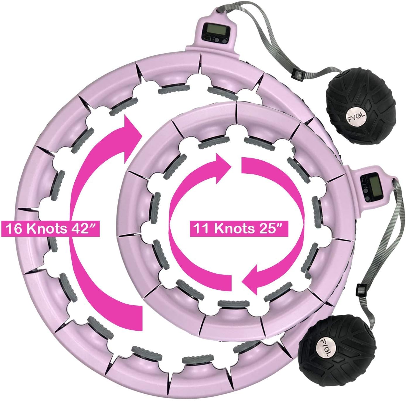 FYGL Smart Weighted Hula Hoop for Adults Exercise Fitness Hoop, 2 in 1 Abdomen Fitness Massage Hoops, 16 Detachable Knots with Drawstring Backpack, Great for Mother's Gift (Winsome Orchid) : Sports & Outdoors
