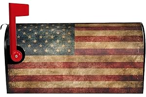 FATTTYCY Patriotic Mailbox Covers Magnetic Standard Size 18" X 21" Vintage Grunge American USA Flag Mailbox Cover Decorations Wrap