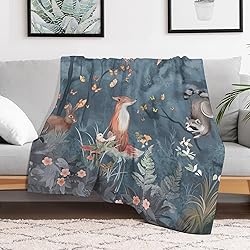 Fox Print Blanket Rabbit Red Panda Forest Animals