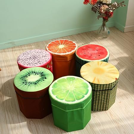 INFInxt Wood Multipurpose Foldable Ottoman Stool Storage Box (Multicolour)