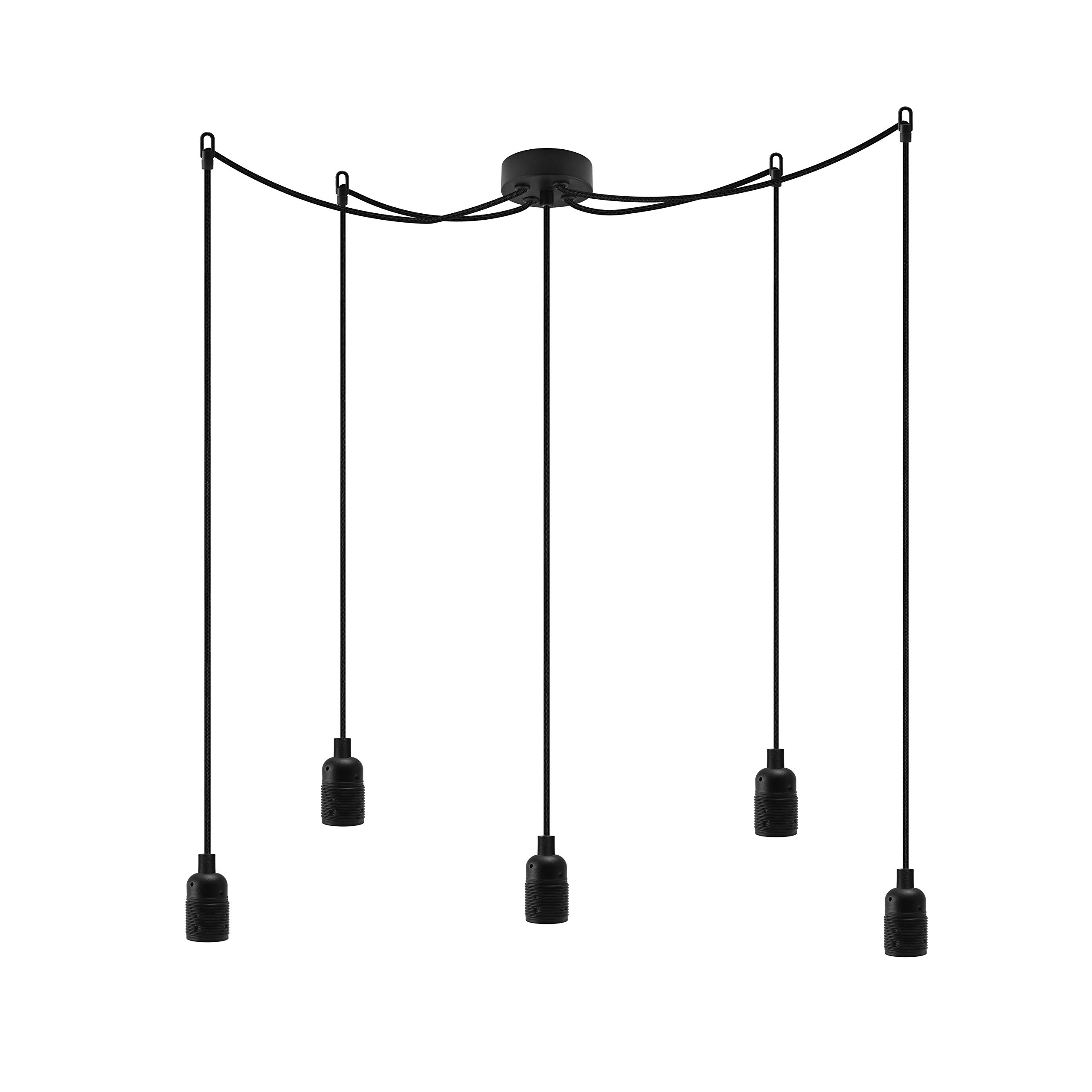 Attack S 5 Bulb Ceiling Light Uno Basic Metal 158.5 x 3.3 cm x 158.5 cm E27 60 W Black