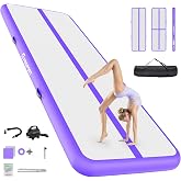 FBSPORT 6.6ft/10ft/13ft/16ft/20ft Inflatable Air Gymnastics Training Mat | 4/6/8 inches Thickness Inflatable Mat, with Electric Pump, Suitable for Home Training/Cheerleading/Yoga/Water