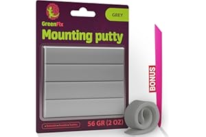 GreenFix Adhesive Putty 2oz - Grey Poster Tacky Mounting Putty - Removable Reusable Non-Marking Sticky Tack for Wall Hanging Arts & Crafts Posters Collectibles No Damage