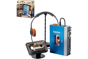 PANTASY Retro Cassette Player Building Set, 1970s Portable Tape Player Model with Interchangeable Cassettes & Headphones, Vin