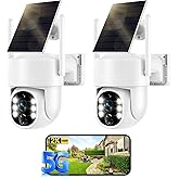Noaheye Solar Security Cameras Wireless Outdoor, 5G&2.4GHz Cameras for Home Security, 2K Solar Outdoor Camera, Color Night Vision, AI Human Detection, 2-Way Talk, Siren Alarms (2-Pack)