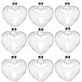 12 Pcs Fillable Glass Heart Ornaments for Crafts 60mm/2.36" for DIY Clear Ornaments for Valentines Day Tree Decoration