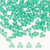 1300 Pcs Acrylic 10mm Plastic 3-Sided Kandi Tri Beads Tri-Shaped Bone Beads Bulk for Wreath Candy Cane Rainbow Holiday Tree Decorations Bead Ornament Jewelry Making Kit (Translucent Green)