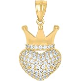Jewels By Lux 10kt Yellow Gold Womens Cubic-Zirconia Heart Charm Pendant