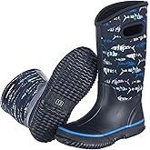 WTW Kids Rubber Rain Boots - Neoprene Insulated 100% Waterproof Mid Calf Mud Boots for Boys and Girls Winter Snow Boots