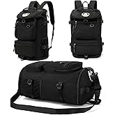 Solid color gym duffel bag backpack, wrestling bag,with shoe compartment, 4 kinds of back method waterproof travel sports walking laptop Lightweight (B-Black)