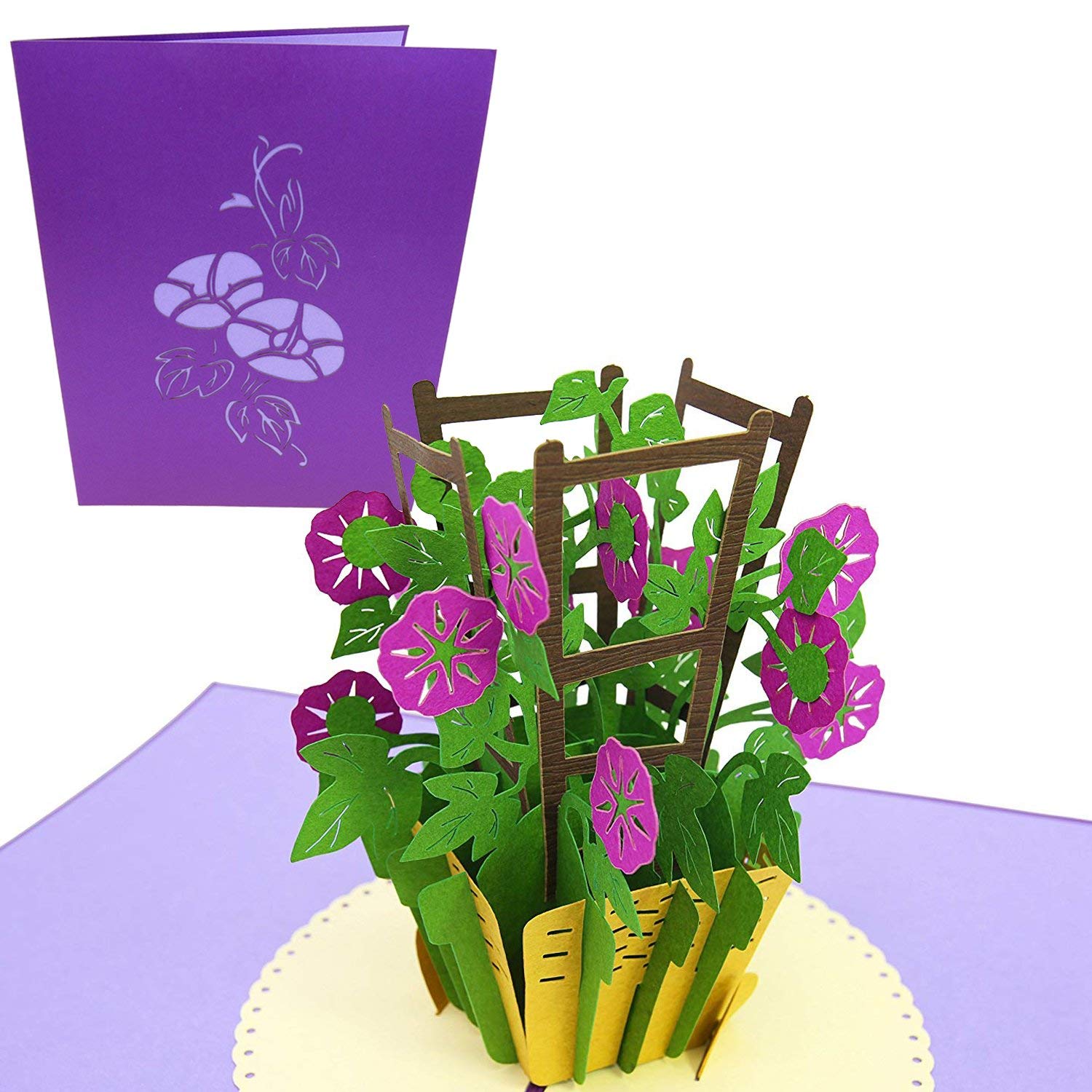 PopLife® Purple Morning Glory 3D Pop Up Mother's Day Card - Flower Anniversary, Happy Birthday, Thank You, Valentine's Day - for Mom, Daughter, Sister, Wife, Grandma, Step-mom — image 1