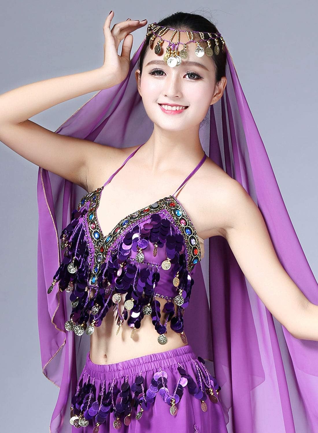 Aivtalk Costume Orientale Femme Belly Dance Bra Avec Paillettes Dos Nu Danse Orientale Soutien Gorge Rembourre Pour Deguisement Halloween Haut De Danse Costume 10 Couleurs Hauts Femme Zwembaddebeemd Nl