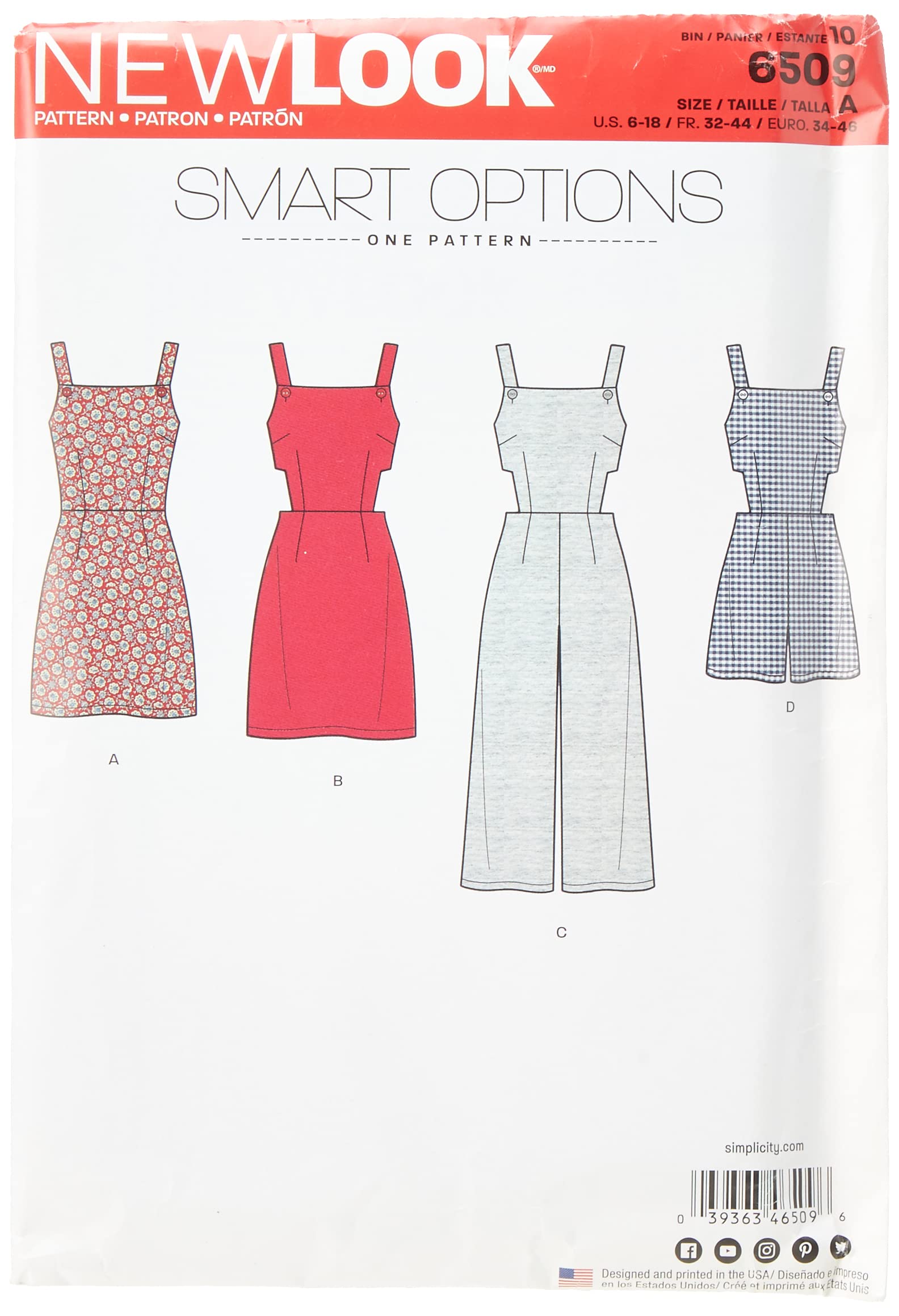 Simplicity New Look Women’s Jumper/Romper/Dress with Bodice Sewing Pattern, White