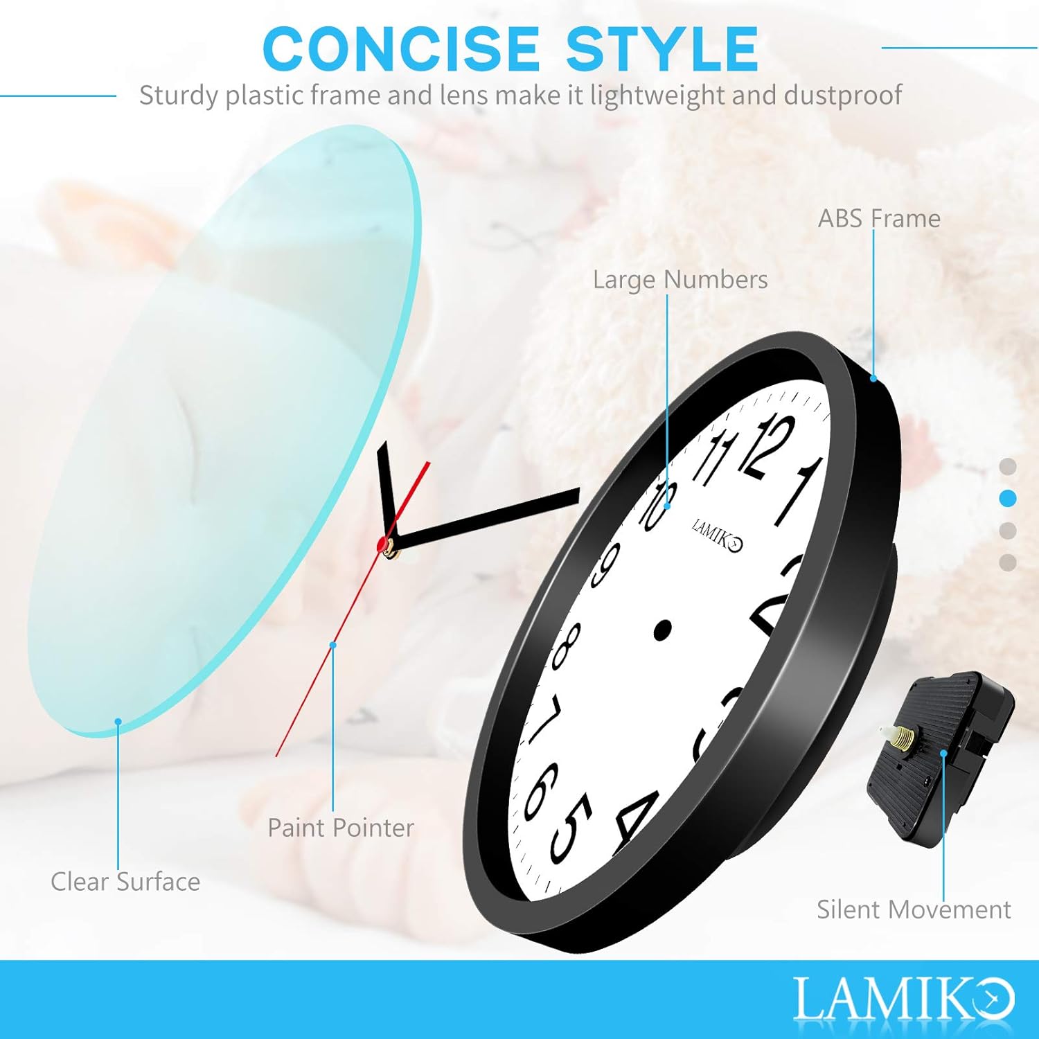 LAMIKO 2 Packs Non-Ticking Silent Wall Clocks Battery Operated 10 Inch Classic Quartz Decro Clock Easy to Read for Room/Home/Kitchen/Bedroom/Office/School, Black: Kitchen & Dining