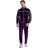 BASICDOT Mens Velour Tracksuit 2 Piece Set Jogging Suit Full Zip Sweatsuit Outfit with Track Suit Jacket and Pants