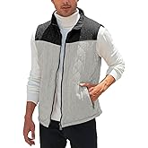 Aoysky Men's Quilted Fleece Vest Stand Collar Full Zip Outdoor Warm Waistcoat Sleeveless Casual Outwear Vest Jacket