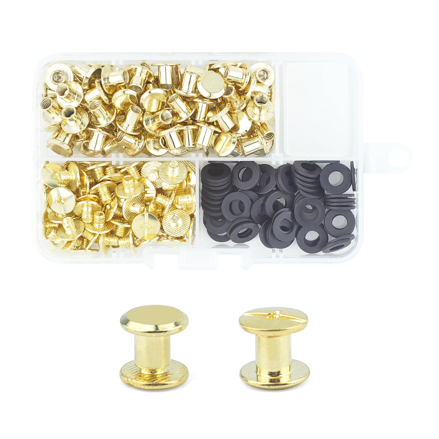 MABAHON 80 Set Chicago Screw Posts,Rivet Chicago Binding Screws,Metal Rivet for DIY Leather Decoration Bookbinding,Bags, Luggage,Backpack,Craft, M5x6mm Gold