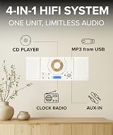 Grouptronics CD Player Stereo System Radio USB MP3 Clock Alarm Remote Wall view 2