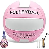 Stavanicen Volleyball Official Size 5 for Indoor Outdoor, Thicker PU Soft Volleyball Kit with Ball Pump for Adults Beach Game Gym Pool Training Play, Soft Touch