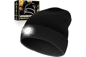 MANWALD LED Beanie Hat with Light, USB Rechargeable LED Headlamp, Gifts for Men, Christmas Stocking Stuffers for Men Adults, Birthday Gifts for Him Dad Husband, Boyfriends, Black