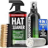 4-in-1 Professional Hat Cleaning Kit - Removes Dirt and Stains, Gentle Hat Cleaner for Baseball Caps, Fitted Cowboy, &amp; Felt Hats, Complete Hat Cleaner with Hat Deodorizer, Brush &amp; Microfiber Cloth