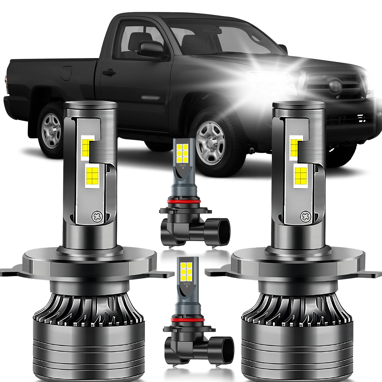 Photo 1 of HUOKEDS for Toyota Tacoma 2005-2011 LED Bulbs Combo, 4pcs Super Bright 6000K White High Low Beam and Fog Lights LED Blubs Package