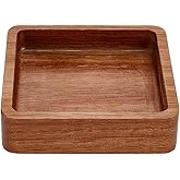 MAYJOYDIY 4 x 4Inch Square Wooden Serving Platter Acacia Wood Serving Tray Decorative Small Charcuterie Board for Cookie Dessert Party Food Wood Kitchen Platter Tray Cheese Board