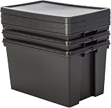 Wham Bam 100% Recycled 62 Litre Storage Boxes With Lids Black 59.5 x 40 x 37cm view 4
