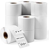 2"x 1" Direct Thermal Labels-Perforated Barcodes, Shipping Label Paper, Compatible with Zebra & Rollo Printers（12 Rolls，1000 Labels/Roll）