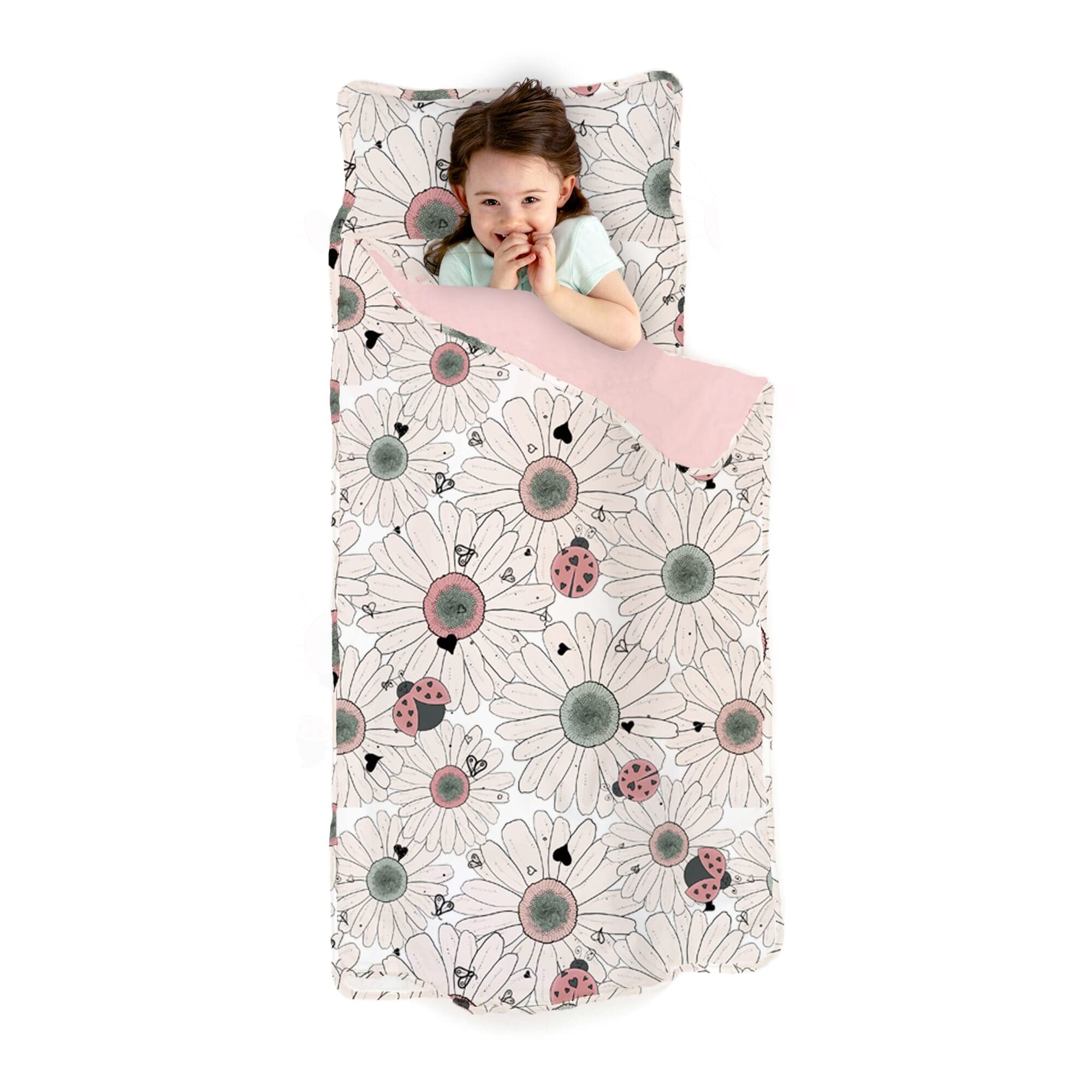 Photo 1 of JumpOff Jo Extra Long Nap Mat for Kids - Cozy Kids Rest Mat with Removable Pillow and Ultra Soft Blanket for Preschool, Daycare, and Sleepovers - Floral, Daisy Bug