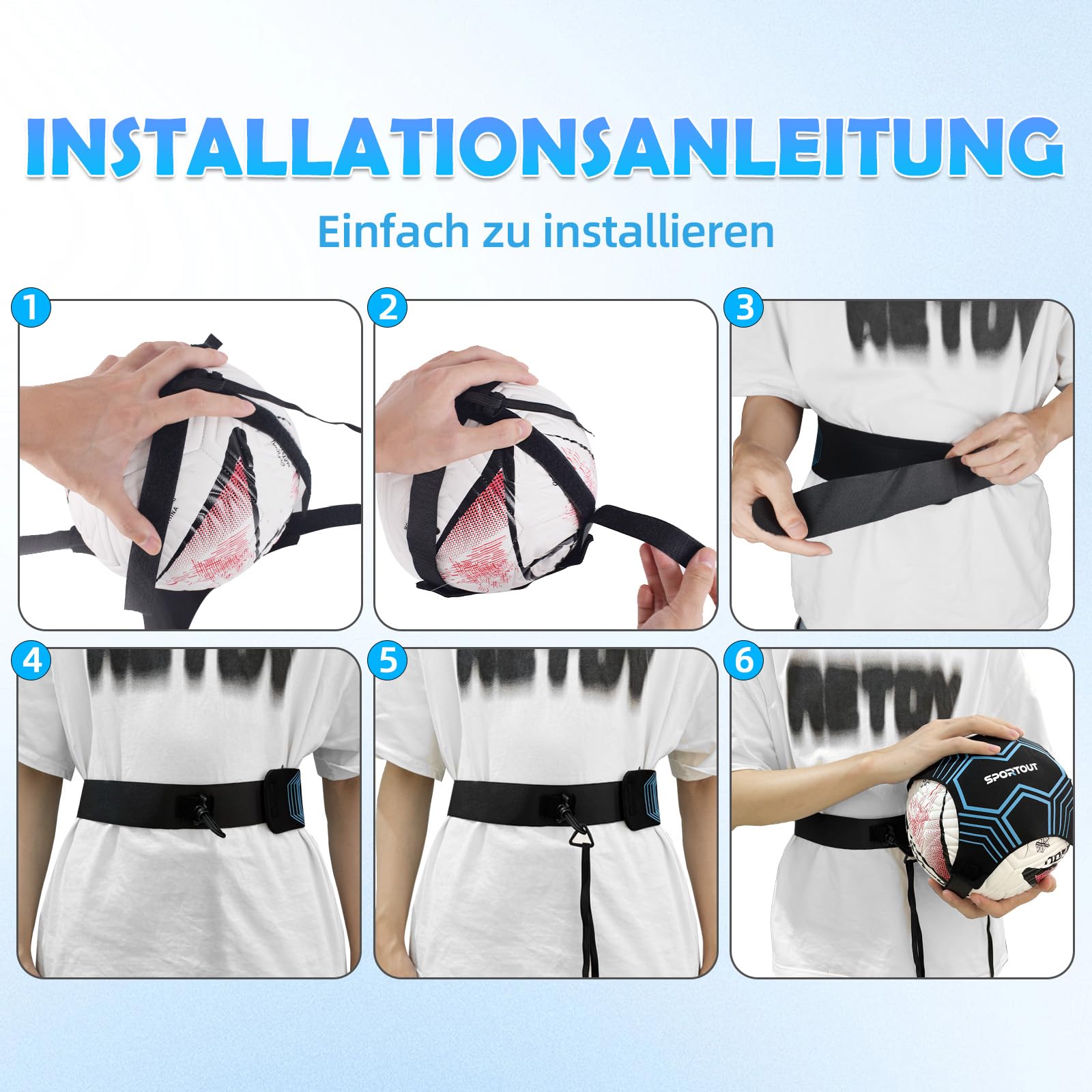 Sportout Fußball/Volleyball/Rugby Kick Throw Trainer Solo Fussball Trainingszubehör Kinder Fußball Training Verstellbar Fussball Geschenk Jungen (Blau) 3