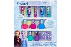 Disney Frozen 2 - Townley Girl Super Sparkly Cosmetic Makeup Set for Girls with Lip Gloss Nail Polish Nail Stickers - 11 Pcs|