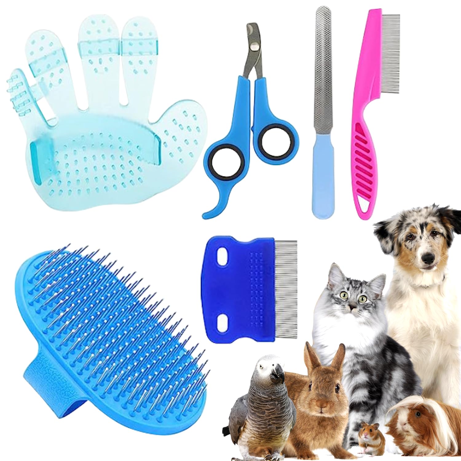 rabbit Grooming Kit for Shedding - Gentle Brush for Rabbits, Guinea Pigs, and Small Pets