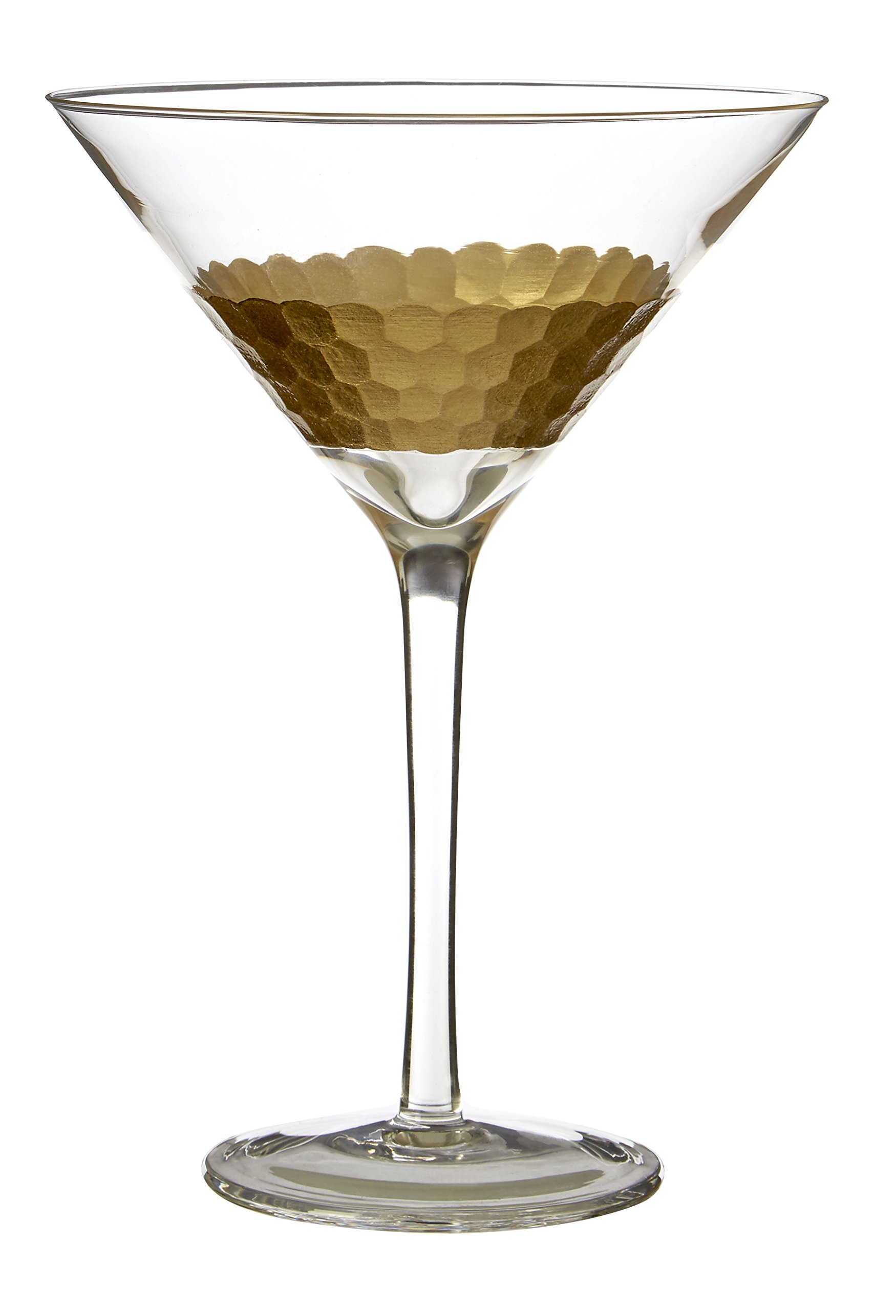 Premier Housewares Astrid Cocktail Glasses, Gold, 14 x 14 x 19 cm, Set of 2