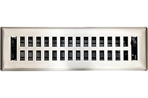 Empire Register Co, Vent Cover - 2x10 inch, Modern Contemporary Design, Brushed Nickel Finish, Heavy Duty Floor Vent Covers, Metal Damper Attached. Vent Covers for Home Floor only.
