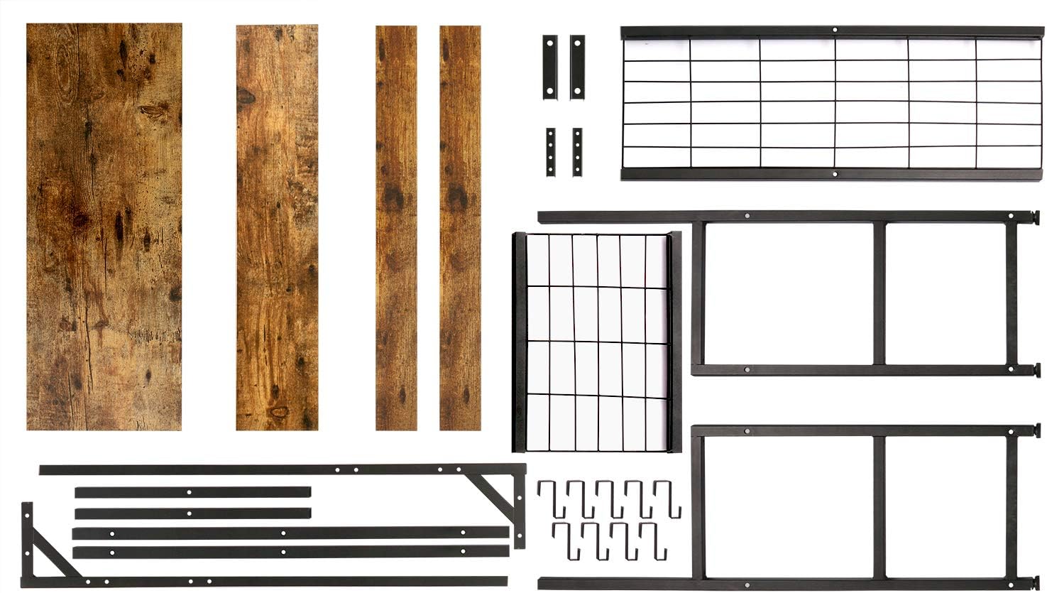 HOMEKOKO Coat Rack Shoe Bench, Hall Tree Entryway Storage Bench, Wood Look Accent Furniture with Metal Frame, 3-in-1 Design (Rustic Brown): Home & Kitchen