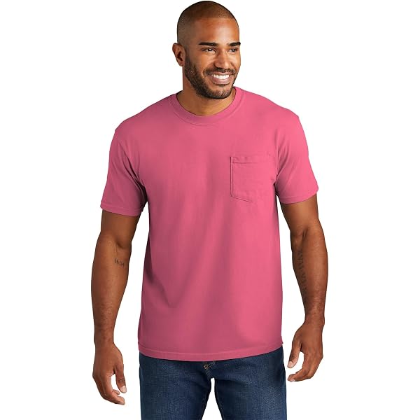 T-shirt Uomo Comfort Colors 6030 Con Tasca - Cotone Morbido, Vestibilità Regolare - Foto 4