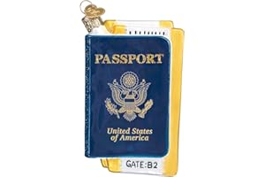 Old World Christmas Passport Glass Blown Ornament for Christmas Tree, Handcrafted Holiday Decoration, Travel Collection
