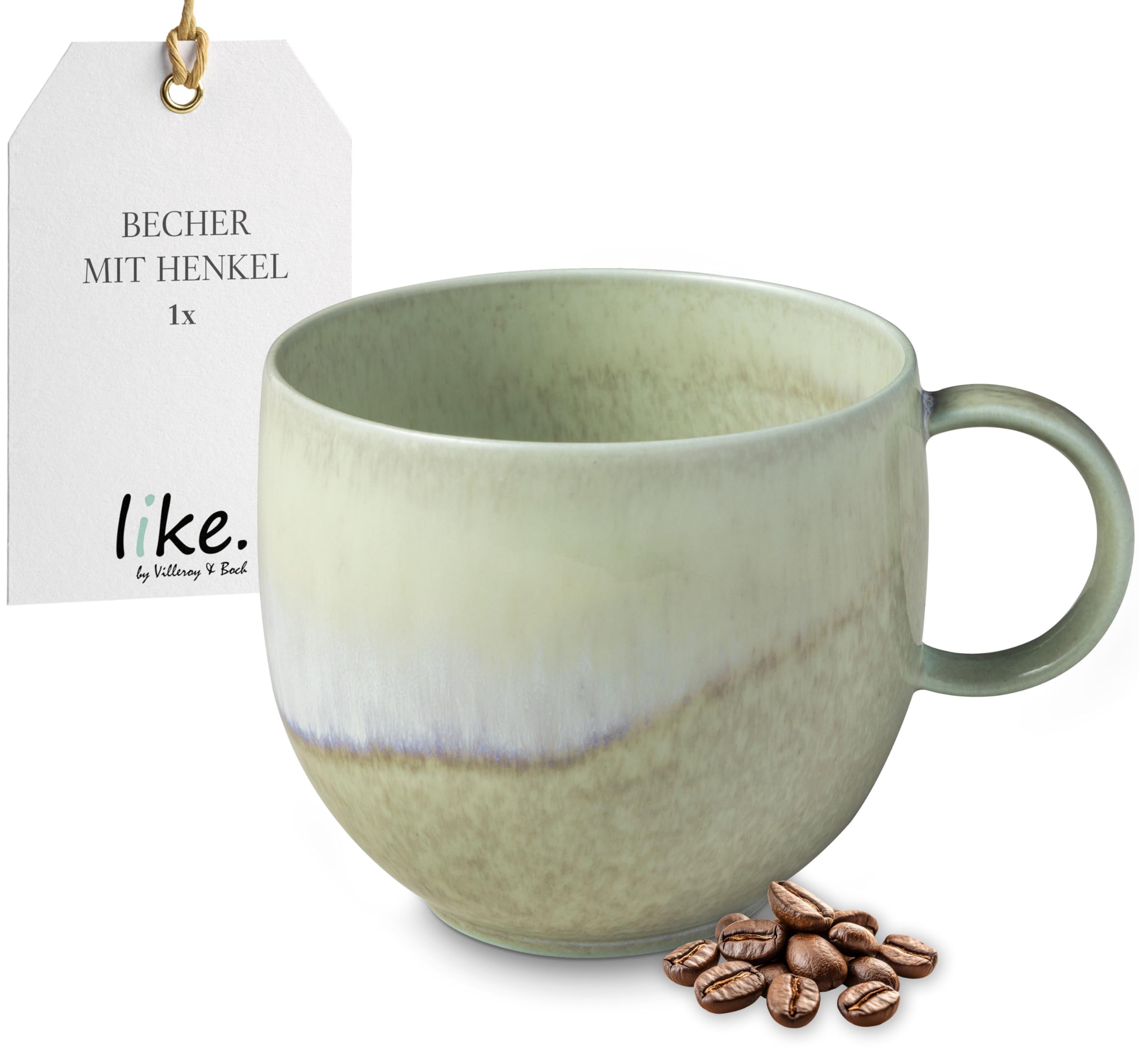 Villeroy & Boch – Perlemor Alga Mug, 290 ml, Premium Porcelain Cup for Coffee and Tea, Dishwasher-Safe, Microwave-Safe, Green