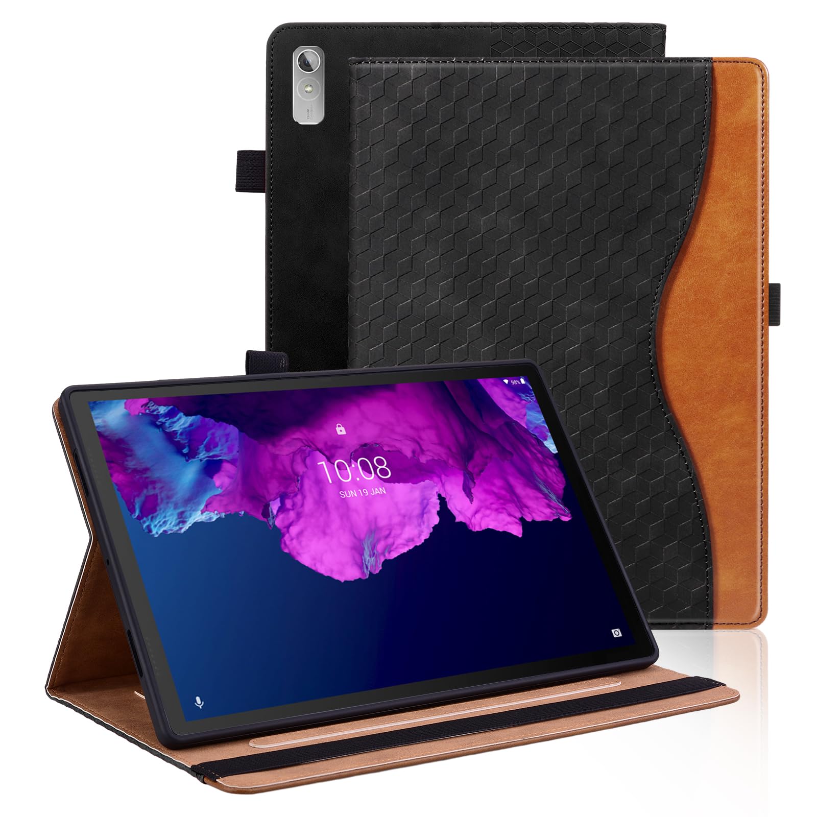 Vkooer Case for Lenovo Tab P11 2nd Gen 11,5 inch 2022 (TB350FU/TB350XU) Leather Folio Cover Lenovo Tab P11 Gen 2 Case with Auto Sleep/Wake Multi Angle Stand - Black