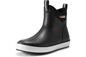HISEA Men's Deck Boots Waterproof Fishing Rain Boots, Anti-Slip Neoprene Rubber Boots Saltwater Ankle Booties With High Traction for Outdoor Fishing Boating Sailing