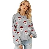 Yimoon Ugly Christmas Sweater for Women Xmas Holiday Party Funny Santa Sweater Cute Cropped Knitted Pullover Tops